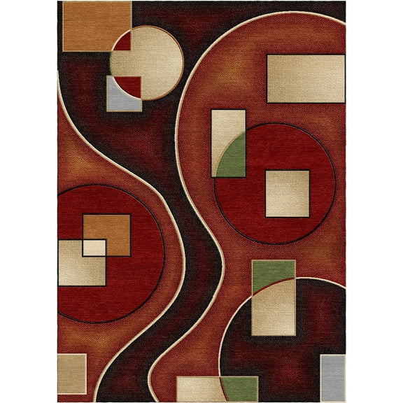 Woven Trends Sumatra Modern Hallway Runner 1'9" x 7'2" - Geometric Blend of Arcs and box Shapes Carpet with Jute Backing Area Rug, Stain-Resistant Long Rugs for Hallway, Corridor, Entryway - Red