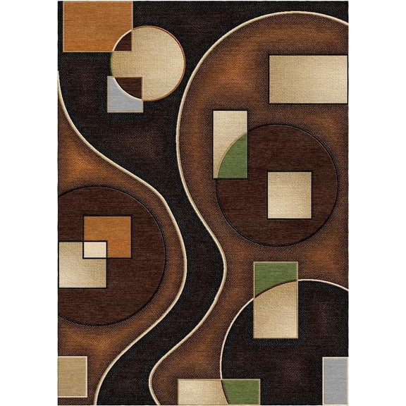 Woven Trends Sumatra Modern Hallway Runner 1'9" x 7'2" - Geometric Blend of Arcs and box Shapes Carpet with Jute Backing Area Rug, Stain-Resistant Long Rugs for Hallway, Corridor, Entryway - Brown