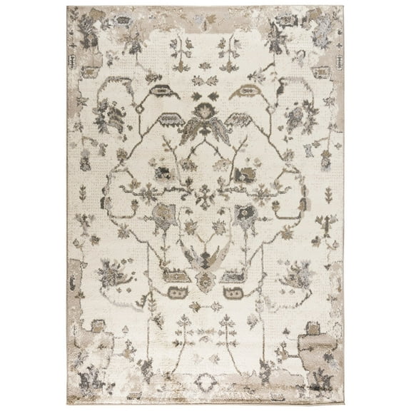 Woven Trends Timothy Area Rug PLC858 Contemporary/Modern Style, Floral Pattern, Pet & Family Friendly, Living Room, Dining Room, Office, Power Loomed Polypropylene Area Rug in Beige - 5' x 7'