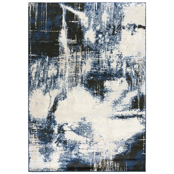 Woven Trends Timothy Runner Rug PLC851 Transitional Style, Abstract Pattern, Pet & Family Friendly, Living Room, Entryway, Office, Power Loomed Polypropylene Runner Rug in Blue - 2' x 7'