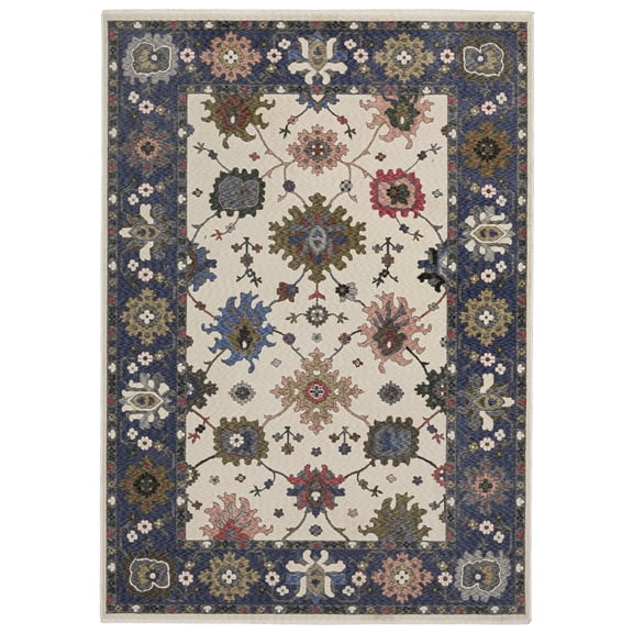 Woven Trends Trendy - HA01E - Traditional/Bohemian Rug, Floral Pattern, Stain and Fade Resistant, Living Room, Dining Room, Office, Low Pile Polyester Area Rug in Ivory - 8' x 11'