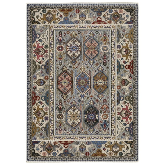 Woven Trends Trendy - HA04E - Traditional/Bohemian Rug, Bordered Medallion Pattern, Stain and Fade Resistant, Living Room, Dining Room, Office, Low Pile Polyester Area Rug in Blue - 10' x 13'