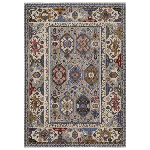 Woven Trends Trendy - HA04E - Traditional/Bohemian Rug, Bordered Medallion Pattern, Stain and Fade Resistant, Living Room, Dining Room, Office, Low Pile Polyester Area Rug in Blue - 4' x 6'