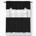 thumbnail image 1 of Woven Trends Two-Tone Window Curtain Tier Pair & Valance Set, Double Layer Small Window Curtains for Kitchen, Living Room and Kitchen, Black/White, 58" x 24" Tier Pair & Valance Set, 1 of 7