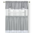 thumbnail image 1 of Woven Trends Two-Tone Window Curtain Tier Pair & Valance Set, Double Layer Small Window Curtains for Kitchen, Living Room and Kitchen, Gray/White, 58" x 24" Tier Pair & Valance Set, 1 of 7