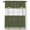 thumbnail image 1 of Woven Trends Two-Tone Window Curtain Tier Pair & Valance Set, Double Layer Small Window Curtains for Kitchen, Living Room and Kitchen, Green/Beige, 58" x 36" Tier Pair & Valance Set, 1 of 7