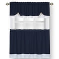 thumbnail image 1 of Woven Trends Two-Tone Window Curtain Tier Pair & Valance Set, Double Layer Small Window Curtains for Kitchen, Living Room and Kitchen, Navy/White, 58" x 36" Tier Pair & Valance Set, 1 of 7