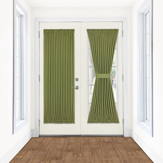 Woven Trends Two-Tone Window Curtain Tier Pair & Valance Set, Double Layer Small Window Curtains for Bathroom, Living Room, and Kitchen