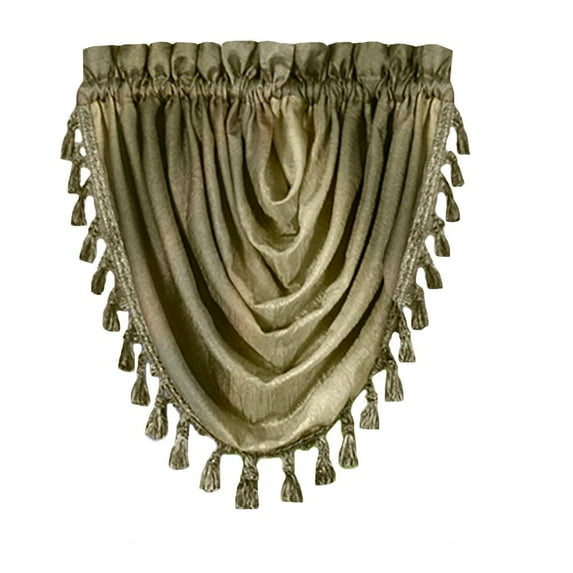 Woven Trends Valances for Windows, Ombre Curtains Modern Semi-Sheer Valance, Luxurious Window Treatment for Livingroom, Bedroom and Kitchen, 46" x 42" Single Waterfall Valance, Green