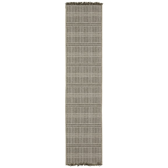 Woven Trends Velvet - 163J4 - Classic Casual Style Geometric Stripe Pattern, Stain and Fade Resistant, Living Room, Entryway, Office, Polypropylene Flat Woven Runner Rug in Beige - 2' x 8'