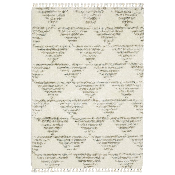 Woven Trends Xis Area Rug - AX05A - 9'10" X 12'10" - in Ivory - Plush Soft Shag, Family, Dining, Modern Style, Stain Resistant, Cushion Feel, Living Room Rug