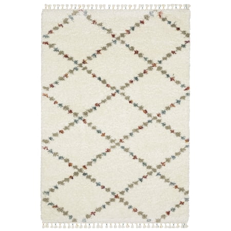 Woven Trends Xis Area Rug - AX08A - 9'10" X 12'10" - in Ivory - Plush Soft Shag, Family, Dining, Modern Style, Stain Resistant, Cushion Feel, Living Room Rug