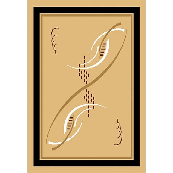 Woven Trends Zone with Contemporary Abstract Bordered 3'7"X5'3" Area Rug, Lines Carpet Rug with Jute Backing, Soft-Durable | Fade-Resistant Rugs for Living Room, Bedroom Decor - Sand