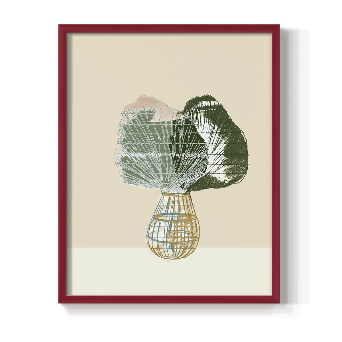 Woven Tropical Leaf II Framed Print - Solid Wood in Single Picture Frame Solid Wood 2 Framed Print