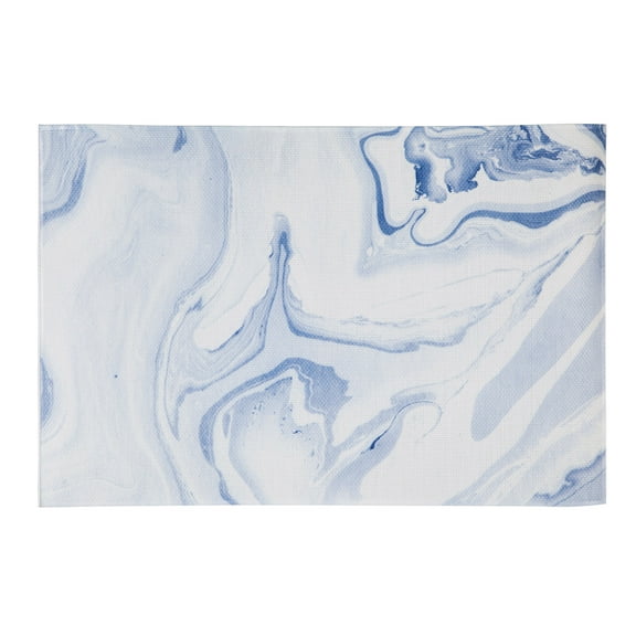 Woven Vinyl PVC Placemat, Blue Marble, Set of 4