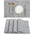 thumbnail image 1 of Woven Vinyl PVC Placemats Set of 4 Wipe Clean Table Placemats Heat Resistant Wipeable Non Slip Table Mats Indoor Outdoor, Gray White, 1 of 6