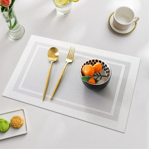 Woven Vinyl Placemats Set, Heat Resistant Non-Slip Table Mats for Dining, Waterproof Washable PVC Place Mats for Kitchen Counter & Outdoor Picnic Use Clearance!