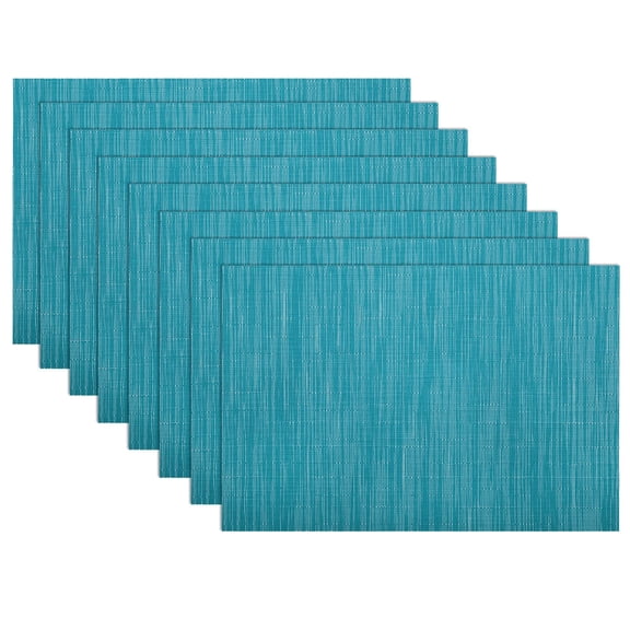 Woven Vinyl Placemats Set of 6 Wipe Clean Table Placemats Heat Resistant Wipeable Non Slip Table Mats, Gray White