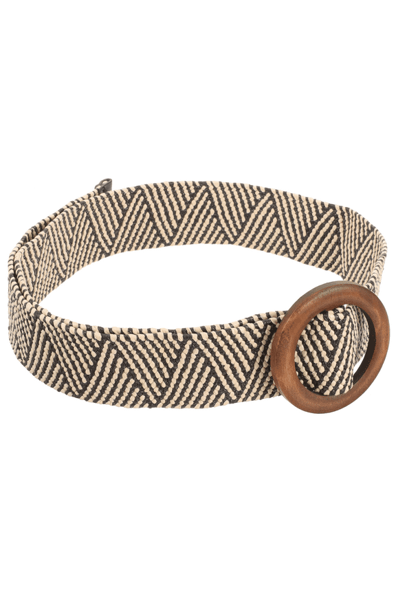 Stylish Light Brown PP Straw Woven Waist Belt with Wooden Buckle