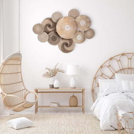 Woven Wall Basket Set of 11,Hanging Woven Seagrass Bowl Baskets, Woven Wicker Basket Wall Decor, Round Boho Wall Basket For Home Decoration