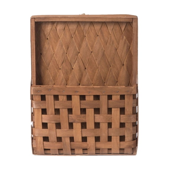 Woven Wall Basket,Rectangular Wall Mount Storage Box with Rope for Home Office Bathroom
