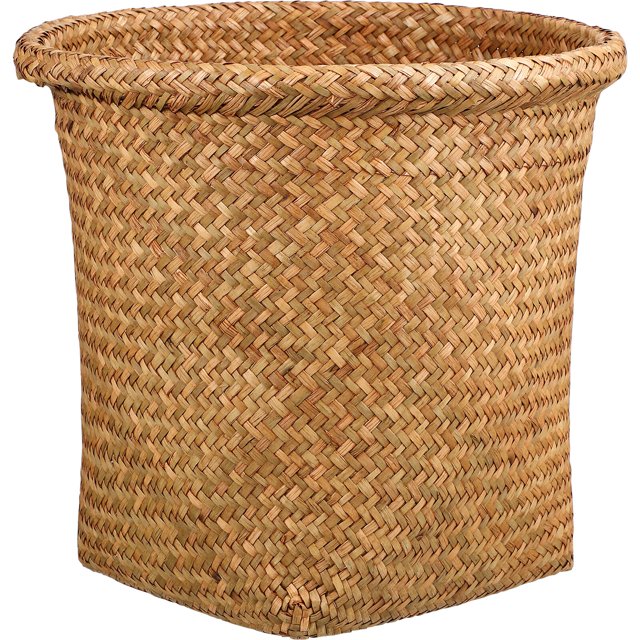 Woven Waste Basket Rattan Trash Basket Can Garbage Bin Laundry Hamper Storage Basket