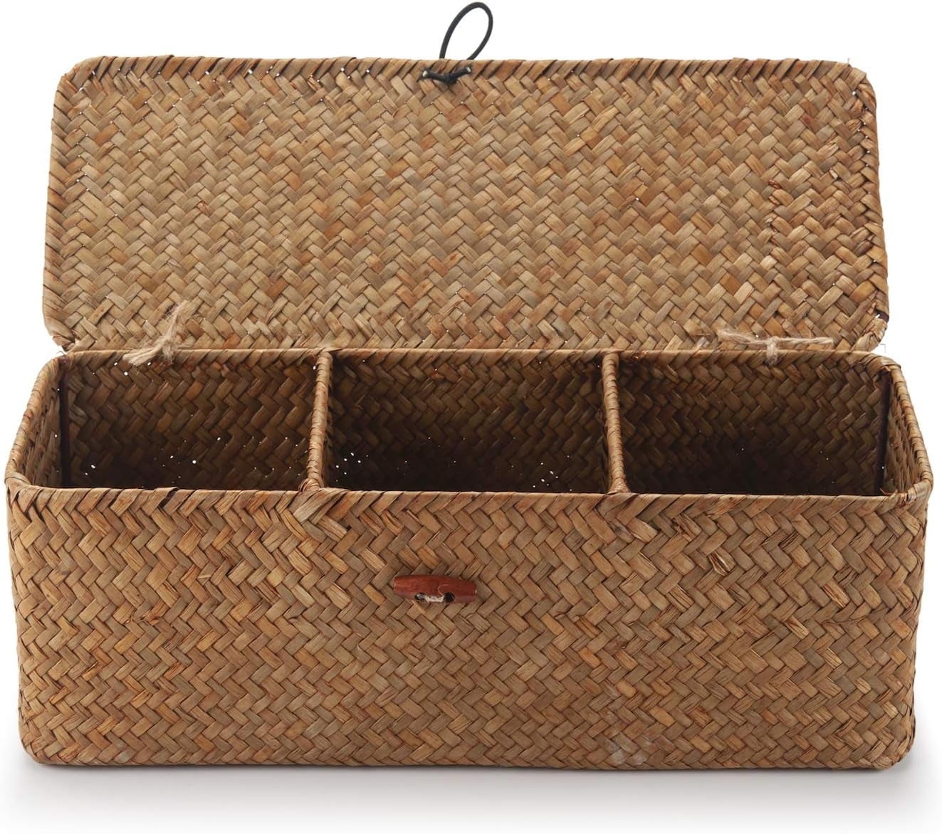 Woven Wicker Storage Basket Bin with Lid, Straw Basket with Lid ...
