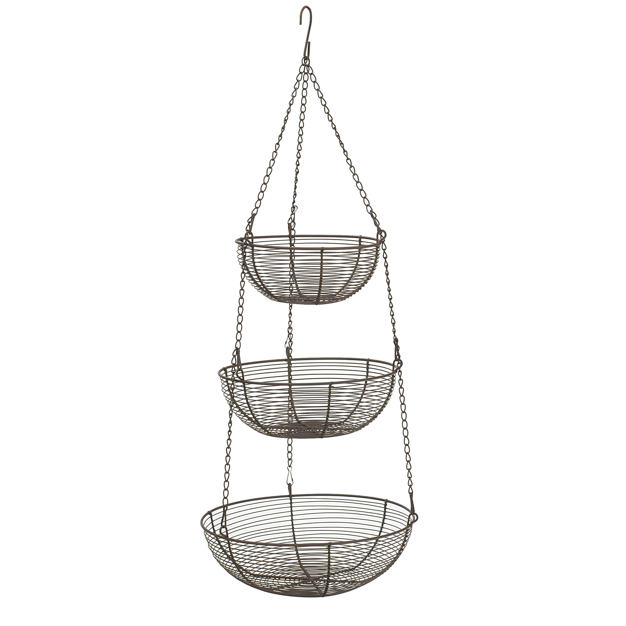 Woven Wire Hanging Basket Bronze