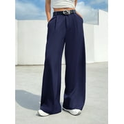 Woven Women's Pleated Trousers With Pockets
