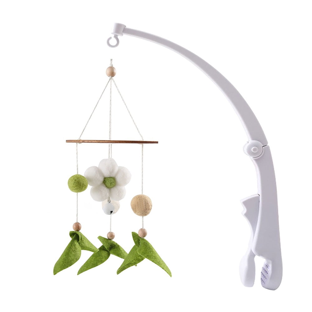 Woven Wooden Baby Crib Mobile with Bee and Flower Pendants, Lightweight Bed Bell for Newborn Sleep Soothing and Nursery Decoration