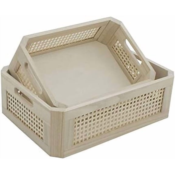 Woven Wooden Bamboo Basket,Rectangular Storage Basket,Natural and Decorative, Arts and Crafts.$$Home Decor, Kitchen, & Other