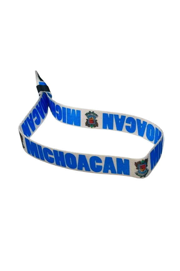 Woven Wristband - Shield of Michoacan - Mexico - P2558 | Adjustable Fabric Bracelet, Travel Souvenir, Lightweight Everyday Accessory