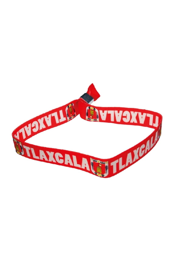 Woven Wristband - Shield of Tlaxcala  Mexico - P2616 | Fabric Bracelet with Mexican State Shield | Mexico State Shield Fabric Bracelet | Stylish and Durable Accessory | Perfect for Everyday Wea