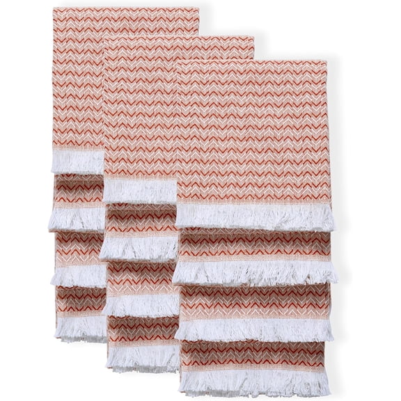 Woven kitchen dishcloths, premium large size 100% cotton kitchen linen cloth set, dishwashing and cleaning cloths, highly absorbent quick dry, washable and reusable, 12 piece set, 16x26 inches, rust
