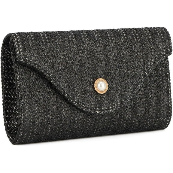 Woven straw clutch bags, summer pearl evening bags designed specifically for women, small woven beach tote bags and handbags.