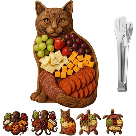 WovenWink Funny Animal Charcuterie Platters, 8" Octopus Charcuterie Platter, Ocean Themed Large Turtle Charcuterie Board Funny Party Board for Fruit MeaCheese Kitchen Gifts Home Decor