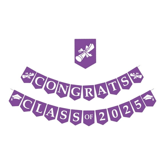 WovenWink Graduation Decorations 2025 Pull Flags Banner, 78.7" Purple Congrats Class of 2025 Graduation Gifts Paper Flag with Ribbon, Awesome for University Graduation Birthday Theme Party Home Decor