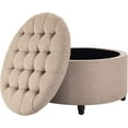 thumbnail image 1 of Wovenbyrd Classic Button Tufted Storage Ottoman Footstool with Lift Off Lid, Boucle Performance Fabric, 1 of 18
