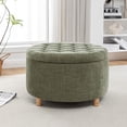 thumbnail image 1 of Wovenbyrd Classic Button Tufted Storage Ottoman Footstool with Lift Off Lid, Boucle Performance Fabric, 1 of 17