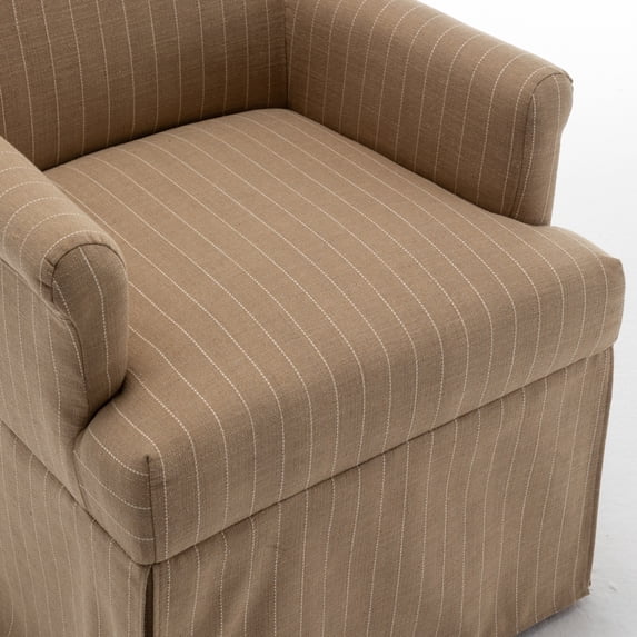 Wovenbyrd Classic Covered Parsons Dining Arm Chair Tan and White Stripe