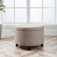 thumbnail image 1 of Wovenbyrd Large Round Storage Ottoman, Lift Off Lid - Brown Polyester, 1 of 5