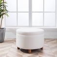 thumbnail image 1 of Wovenbyrd Large Round Storage Ottoman, Lift Off Lid - Cream Polyester, 1 of 5