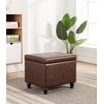 thumbnail image 1 of Wovenbyrd Maywood Large Rectangle Storage Ottoman, Hinged Lid, Dark Brown Leather, 1 Pack, 1 of 10