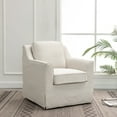 thumbnail image 1 of Wovenbyrd Woodcrest Modern Swivel Armchair, Indoor - Cream, 1 of 11
