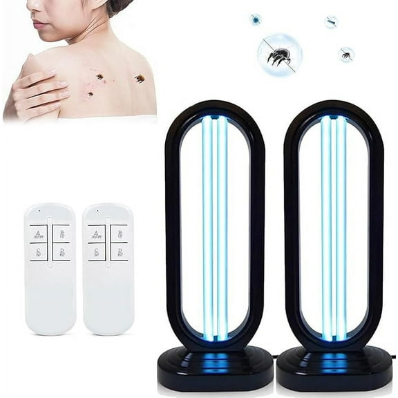 Woveruco 2026 UV-Multi-Function Haloclean, Cleans The Bedbugs and Provides Lighting, Spaces up to 430 Square, for Home School ,With Button, Prevents Remote Loss And Uselessness (Black,2pc)