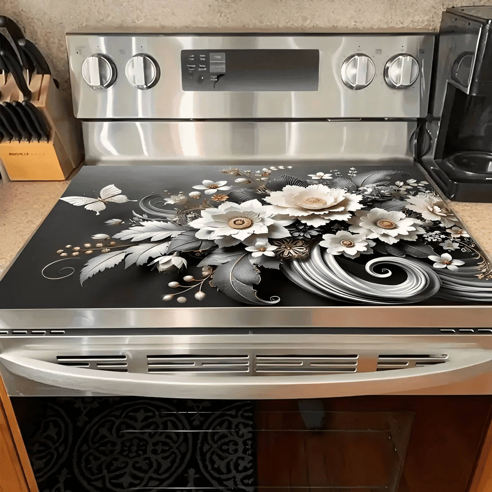 Woveruco  2026NEW Ornate Tree Design Stove Cover Protector, Heat-Resistant Cooktop Cover Noodle Board for Electric/Gas/RV Stove, 28.3 x 20.4 Inches