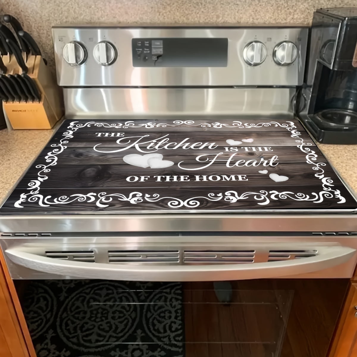 Woveruco Ornate Tree Design Stove Cover Protector, Heat-Resistant Cooktop Cover Noodle Board for Electric/Gas/RV Stove, 28.3 x 20.4 Inches