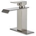 thumbnail image 1 of Wovier Brushed Nickel Waterfall Bathroom Sink Faucet with Supply Hose and Plate,Single Handle Single Hole Lavatory Faucet,Basin Mixer Tap Commercial, 1 of 7