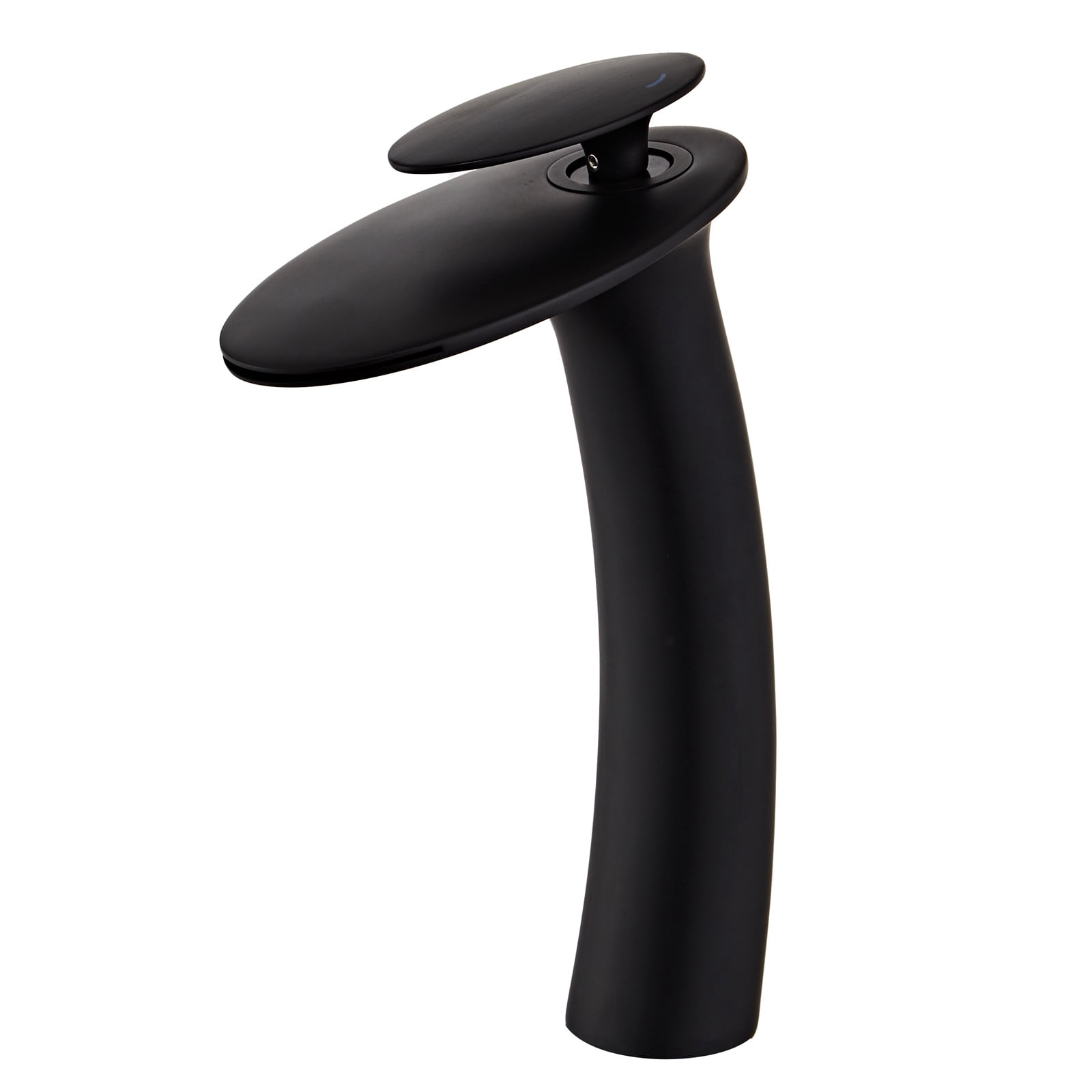 Wovier Matte Black Waterfall Bathroom Sink Faucet with Supply Hose,Single Handle Single Hole Vessel Lavatory Faucet,Slanted Body Basin Mixer Tap Tall Body Commercial