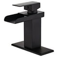 thumbnail image 1 of Wovier Matte Black Waterfall Bathroom Sink Faucet with Supply Hose and Plate,Single Handle Single Hole Lavatory Faucet,Basin Mixer Tap Commercial, 1 of 7
